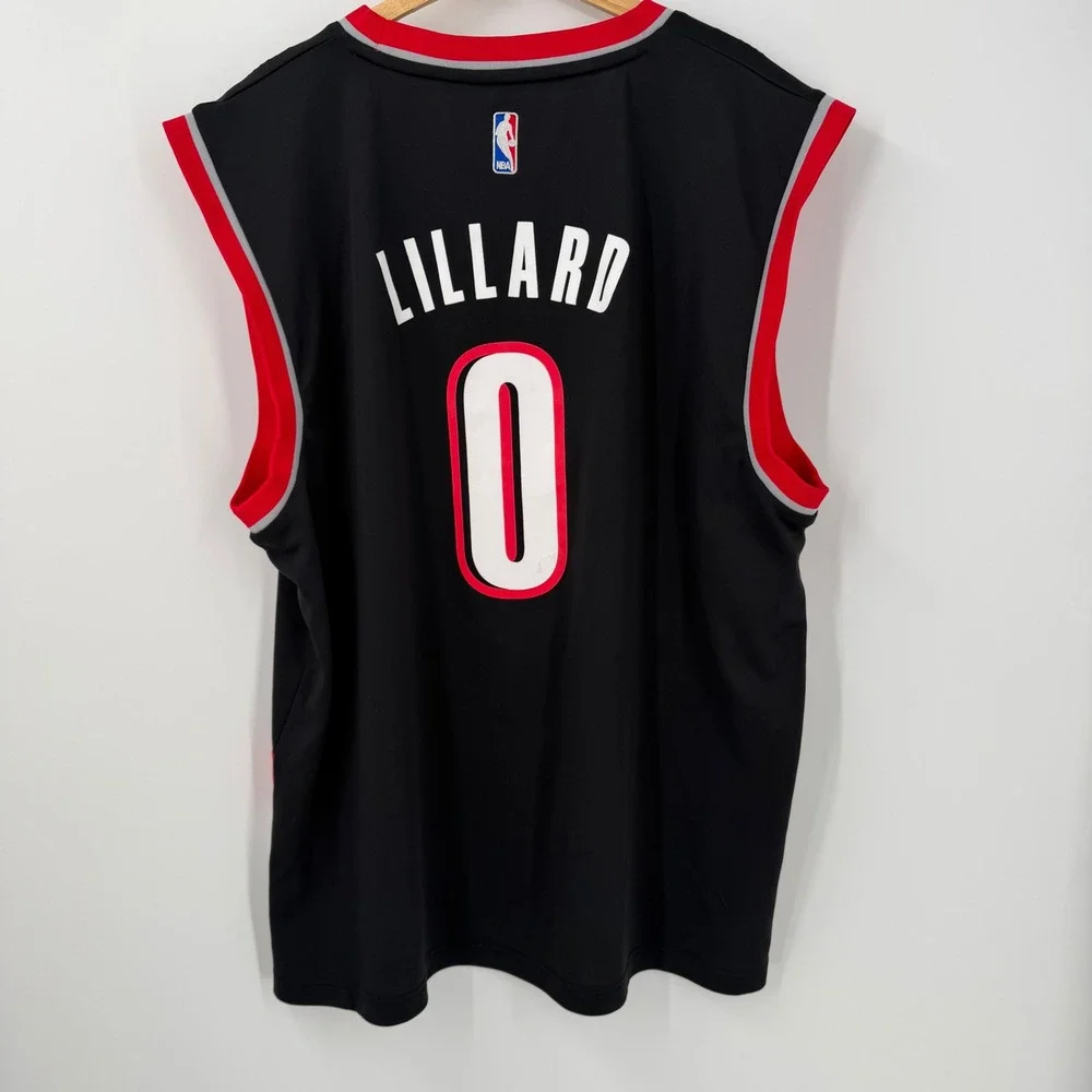 Adidas Portland Trail Blazers Damian Lillard 0 Jersey Mens XXL Black Red NBA